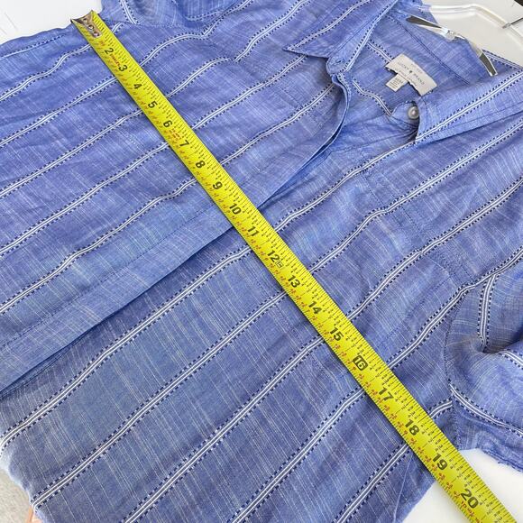 Lucky Brand Women's Button Down Shirt Stretch Striped Button Fly Blue Size M - Picture 7 of 10